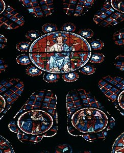 Christus in Majestät; südliches Rosenfenster, ca. 1226 von Unbekannt Unbekannt