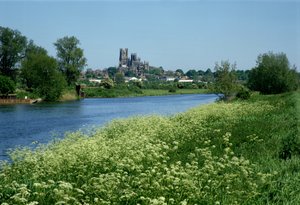 Ely Kathedrale und der Fluss Ouse
