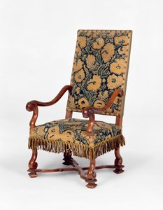 George II Nadelarbeit bezogenes Sofa, um 1745. Serpentinenrücken, geschwungene Arme, bezogen mit Nadelarbeit und geschnitzten Kabriolettenbeinen. von Unbekannt Unbekannt