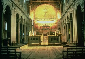 Innenansicht des Hauptaltars von San Clemente, Rom, Italien von Unbekannt Unbekannt