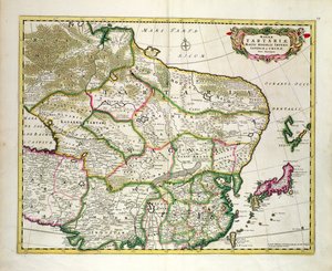 Karte der Mongolei mit Teilen von Russland, Japan und China, ca. 1680, von Frederick de Wit
