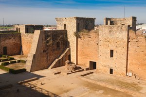 Niebla, Provinz Huelva, Andalusien, Südspanien. Die Burg der Guzmans.
