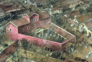 Rekonstruktion des dreieckigen Tempels aus dem 2. Jahrhundert in Verulamium von Unbekannt Unbekannt