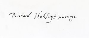 Unterschrift von Richard Hakluyt (um 1552-1616)