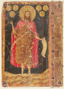 Johannes der Täufer mit Goldflorinen, vom Einband der Verfassungen und Statuten der Münzprägergilde, um 1380 von Unbekannt Unbekannt