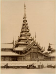 Die Myei-nan oder Hauptaudienzhalle im Palast von Mandalay, Burma, Ende des 19. Jahrhunderts