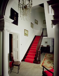 Ansicht der Halle und Treppe des Belle Isle House, Lake Windermere, erbaut 1774-ca.1781