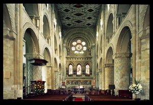 Blick auf das Kirchenschiff der Abteikirche, Waltham Abbey, Essex von Unbekannt Unbekannt