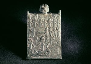 00362 Plakette der Hölle, die die Verschwörung gegen Lamashtu darstellt, Neuassyrisch, aus Mesopotamien, ca. 1700 v. Chr. von Unbekannt