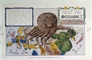 "Ein humorvoller diplomatischer Atlas von Europa und Asien", Darstellung Russlands als "Schwarzer Oktopus"