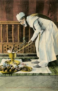 Ein Parsi-Hohepriester führt Navjote durch von Unbekannter Künstler