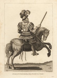 Ein Yeoman der Garde, der Königin Elizabeth I. auf einer Reise begleitet von Unbekannt