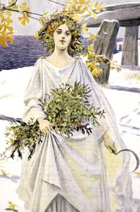 Ein Druide pflückt Mistel, um 1900 (Illustration)