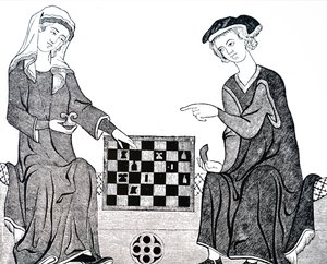 Ein Mann und eine Frau spielen Schach von Unbekannt