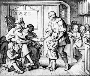 Eine Schule zur Zeit Martin Luthers von Unbekannter Künstler