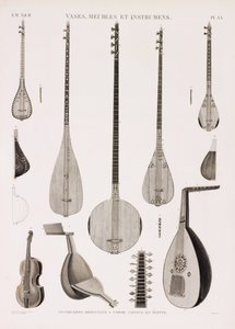 Eine Serie von Illustrationen von Musikinstrumenten von Unbekannt