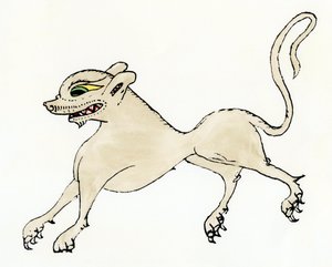 Ein Werwolf im Mittelalter (Handkolorierter Holzschnitt aus Historia Scolastica von Pierre der Esser) von Unbekannter Künstler