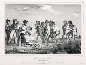 Aborigines mit westlichen Schmuckstücken, New Holland von Unbekannt