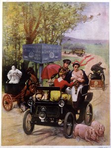 Werbung für die Automobile von Dion Bouton Frankreich Ende des 19. Jahrhunderts von Unbekannter Künstler