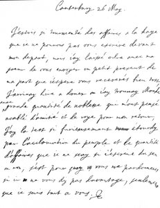 Zärtlicher Brief von Karl II. an seine Schwester Henrietta Anne, geschrieben auf Französisch in Canterbury, einen Tag nach seiner Ankunft in Dover, 26. Mai von Unbekannt