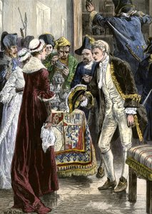 Amerikanische Marine: John Paul Jones (1747-1792), Held des Amerikanischen Unabhängigkeitskrieges, und die Besatzung der Ranger überfielen das Schloss des Grafen von Selkirk in den Vereinigten Staaten.