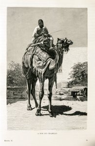 Ein Ägypter und sein Kind auf einem Kamel - Illustration aus dem Atlas von Ägypten von Unknown