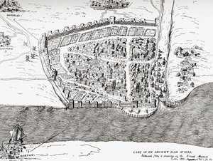 Alter Plan von Kingston upon Hull, East Riding of Yorkshire, England, aus Picturesque History of Yorkshire, veröffentlicht um 1900 von Unknown
