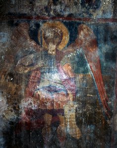 Engel, Fresko in der byzantinischen Kirche Agios Constantinos und Agia Eleni, Voukolies, Kreta, Griechenland (Foto)