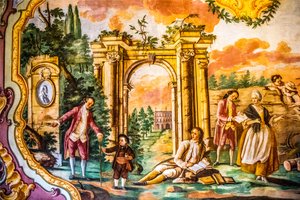Arcadia Zimmer mit Fresken von Domenico Carella, Palazzo Ducale, Martina Franca, Apulien, Italien, Europa von Unbekannter Künstler