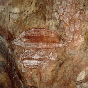 Australien, Nordterritorium, Arnhem Land, Kakadu-Nationalpark, Nourlangie Rock, Felsmalereien der Aborigines