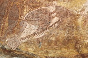 Australien, Northern Territory, Arnhem Land, Kakadu Nationalpark, Obiri Rock, Aborigine-Felsmalereien