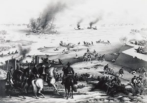 Schlacht von Hampton Roads oder Schlacht der Panzerschiffe, die USS Monitor und CSS Virginia