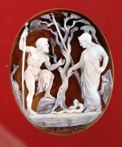 Kamee von Poseidon und Athena, die um die Herrschaft über Attika wetteifern