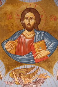 Deckenfresko in der orthodoxen Kirche von Pedoulas. Christus Pantokrator, Pedoulas, Zypern