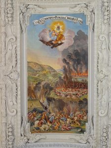 Deckenfresko im Seitenschiff der St. Katharinenkirche, Entsatz von Wien 1683, Mausoleum der Habsburger, Graz, Steiermark, Österreich, Europa von Unbekannter Künstler