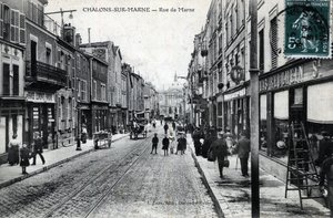 Champagne-Ardenne, Marne (51), Chalons sur Marne: Blick auf die Rue de la Marne - Postkarte Ende 19. Anfang 20. Jahrhundert