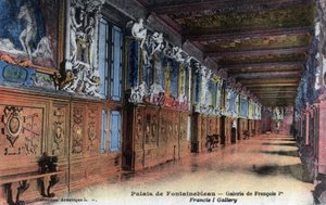 Schloss Fontainebleau: Galerie von Franz I. (1494-1547) - Postkarte Ende 19. Anfang 20. Jahrhundert von William M. Timlin