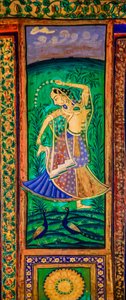 Chittra Shala Innenhof mit virtuosen feinen Gemälden, Taragarh Fort, Bundi, Rajasthan, Indien von Unbekannter Künstler