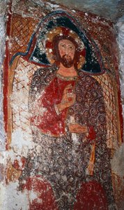 Christus der Lehrer, Fresko in der Krypta, Heiligtum der Maria von den Stufen (18. Jahrhundert), Massafra, Apulien, Italien