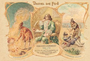 Daniel Defoe an seinem Schreibtisch und sein berühmtes Werk von Unbekannter Künstler