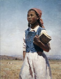 Tochter der Sowjetkirgisien, 1948 Gemälde von Semyon Chuikov, sozialistischer Realismus von Unbekannt