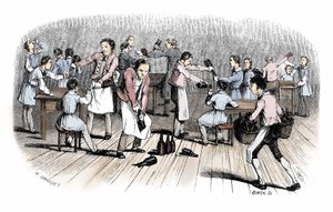 Anfänge des Comics: Gravur aus „Nouveaux voyages en zig-zag“ von Rodolphe Topffer (1799-1846)