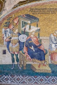 Detail des Statthalters Quirinius in der Szene der Steuererhebung, Chora-Kirche, Istanbul, Türkei von Unbekannter Künstler
