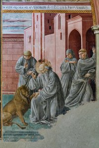 Detail mit St. Hieronymus, der den Dorn aus der Löwenpfote zieht, Kapelle des St. Hieronymus von Unbekannter Künstler