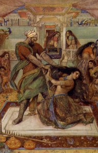 Draupadi wird von Duhsasana aus ihrer Kammer gezerrt