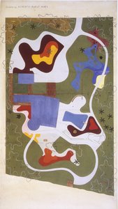 Zeichnung eines Gartens von Roberto Burle Marx/Landschaftskünstler/Maler/Botaniker/Bildhauer/Musiker von Unbekannt