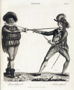 Fechten: die spanische Haltung und die italienische Haltung von Unbekannt