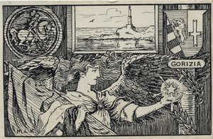 Erster Weltkrieg (1914-1918): Italienische patriotische Postkarte für die Angliederung von Gorizia an Italien von Unbekannter Künstler