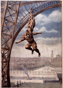 Franz Reichelt starb beim Testen seines "Fallschirmmantels" vom Eiffelturm von Unbekannter Künstler
