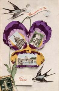 Französische Grußkarte mit Blumenelementen